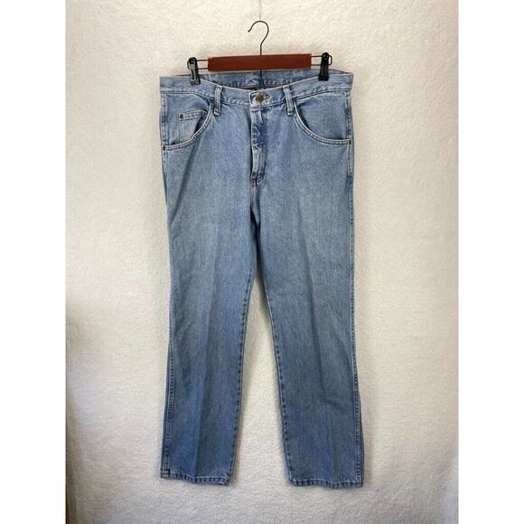 Wrangler Mens Regular Fit Straight Leg Jeans Size 34 x 30 Blue Denim 100% Cotton - Picture 1 of 7